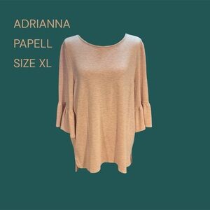 ADRIANNA PAPELL PULLOVER TOP WITH RUFFLED SLEEVE SIZE XL GENTLY WORN